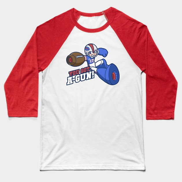 Buffalo Bills Josh Allen Mega Man Baseball T-Shirt by Carl Cordes